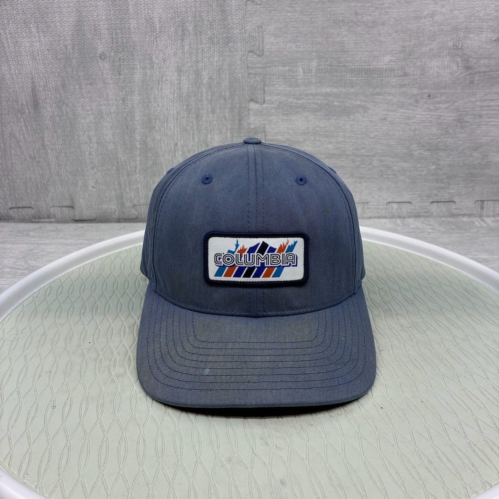 Columbia‎ Hat Cap Snapback Blue Cotton Blend Retro Mountain Patch Hiking